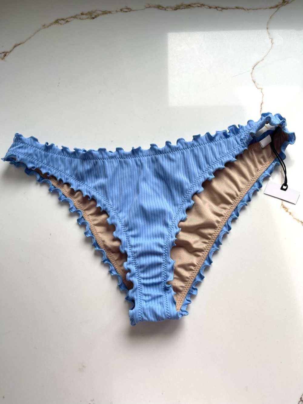 Shade & Shore Blue Ruffle Trim Bikini Bottom small